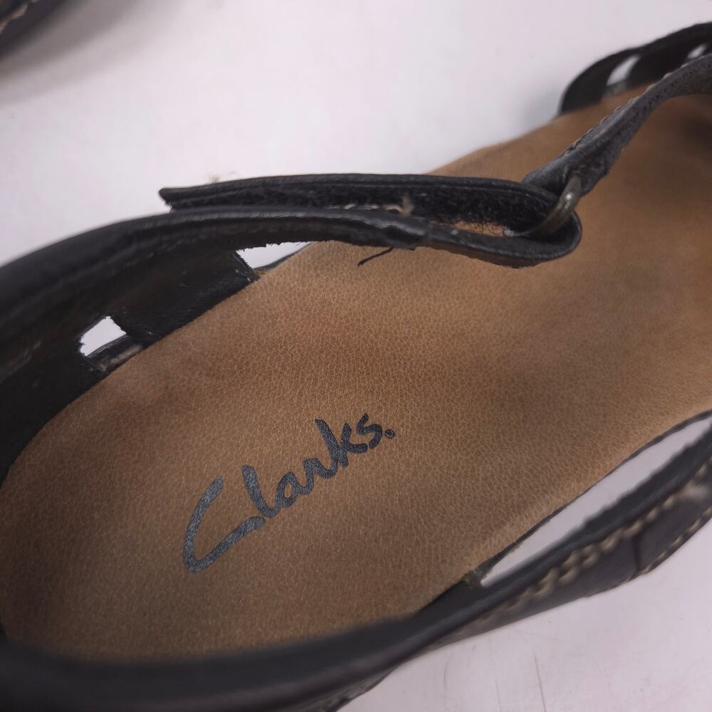 Clarks Leather Strap Heeled Casual Sandal Womens Size 8 13288 Black - Picture 8 of 10